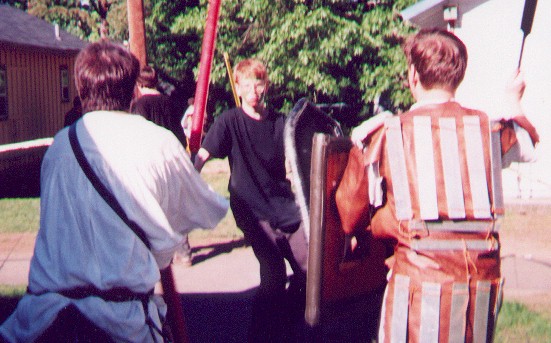 Lattimoore and Xylophone Man defend the tavern against aggresive foliage.